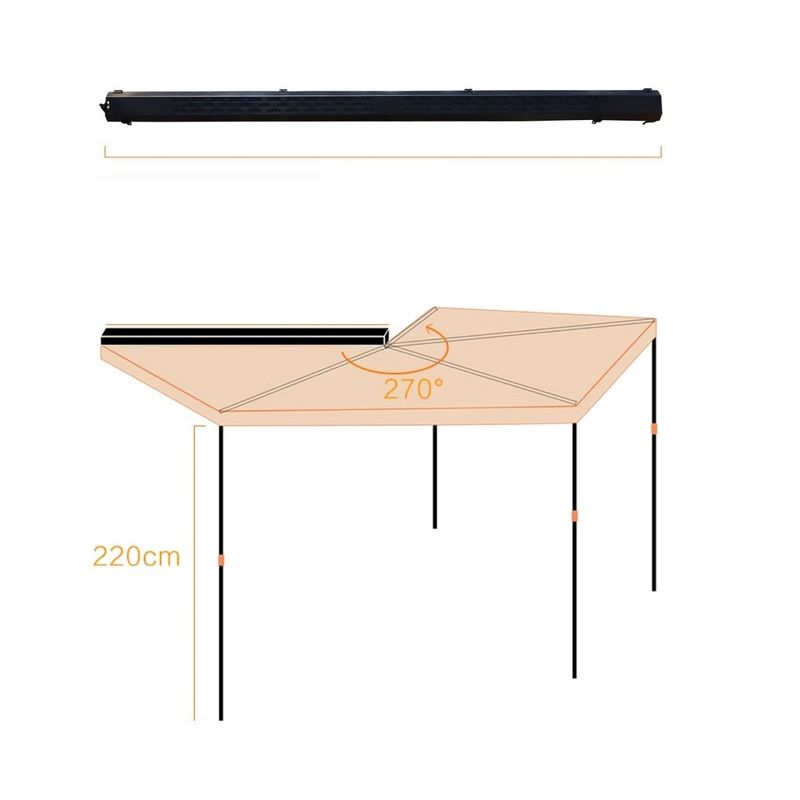 270 βαθμών Αλουμινίου Shell 200X250 Car Fitment Awning για την αμερικανική και αυστραλιανή αγορά